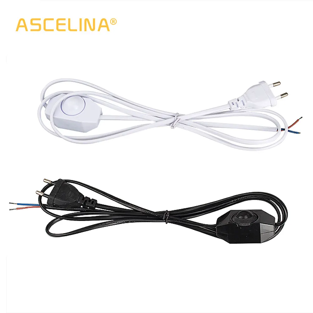 

Dimming line Cable 1.8m On Off Power Cord For LED Lamp with Knob switch EU Plug Switching White Wire Extension for table Light