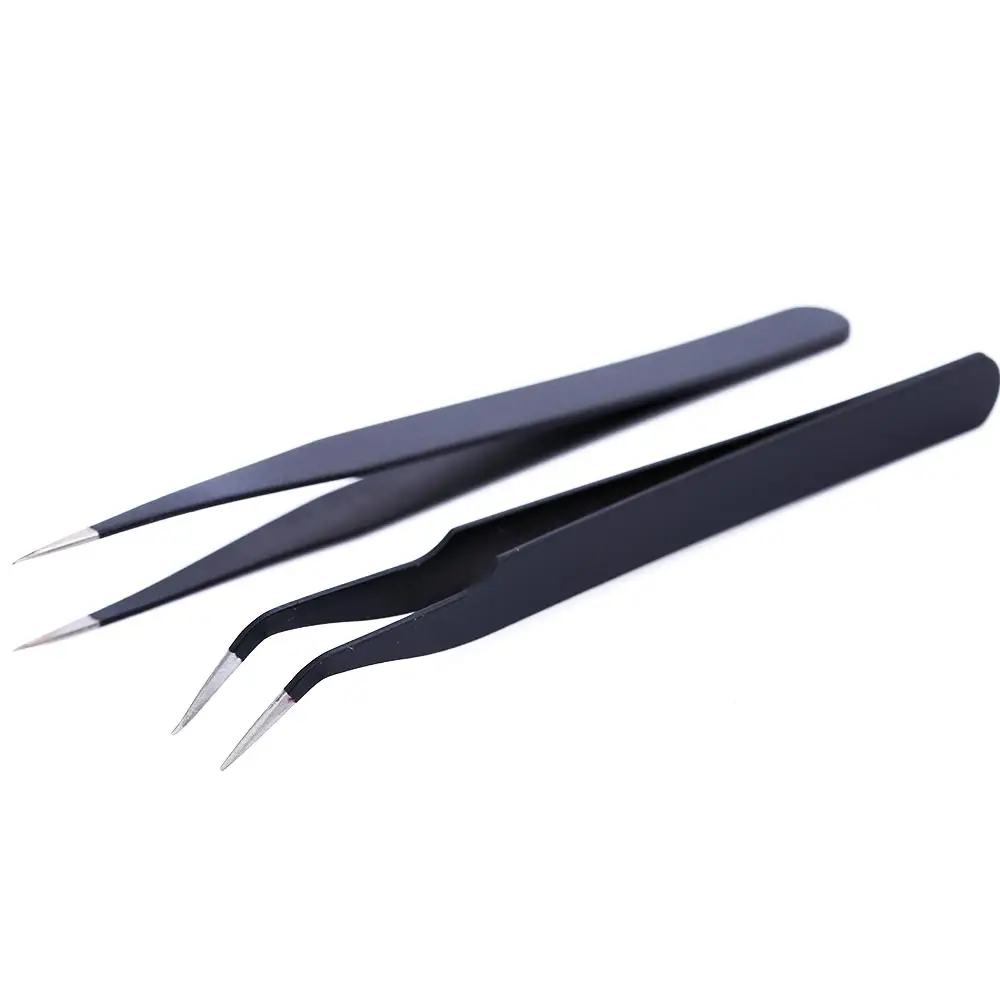 

TOMTOSH 1pcs Black Straight + Curved Nail Art False Fake Eye Lashes Eyelash Extension Tweezers Nippers Pointed Clip Nail Art Too