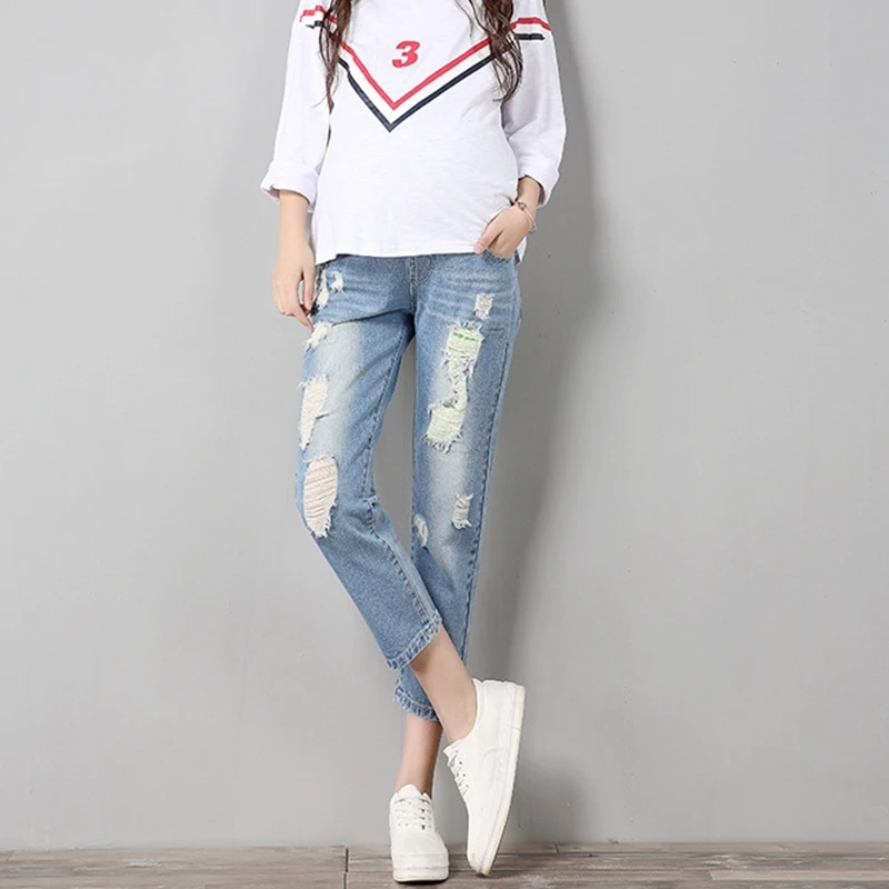 

New Jeans Maternity Pants For Pregnant Women Clothes Trousers Nursing Prop Belly Legging Pregnancy Clothing Overalls Ninth Pants