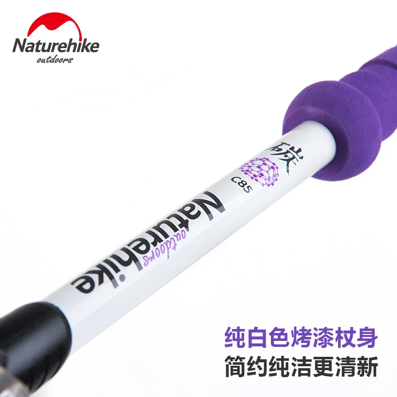 Naturehike exterior Superlight modelo de aleación de fibra de carbono palos de 3 secciones bastones ajustables para caminar Trekking Alpenstock