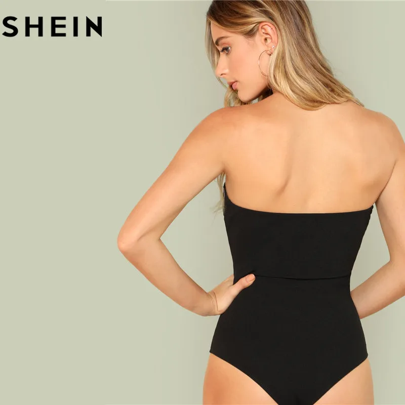 SHEIN الأسود مثير نحيل منتصف الخصر صدريات النساء 2018 الصيف حزب الخروج ضئيلة جاهزة عادي أكمام حمالة داخلية جديد SHEIN الأسود مثير نحيل منتصف الخصر صدريات النساء 2018 الصيف حزب الخروج ضئيلة جاهزة عادي أكمام حمالة داخلية جديد