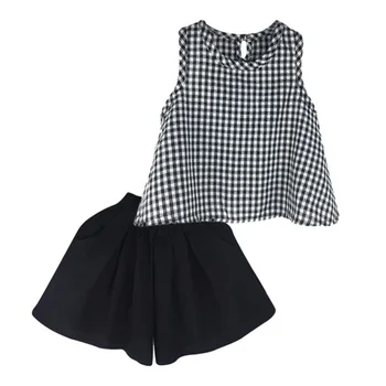 

Summer New Girls Clothing Sets Sleeveless Polyester Vest +Pant Two-piece Children Sets Casual Fashion Girls Clothes Suit J75