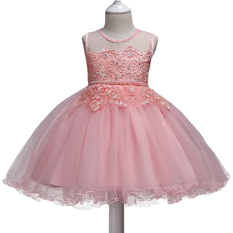 

baby girl clothes Girl floral Princess party dress high-end children's wear lace dress flower beaded child bridal dress dress