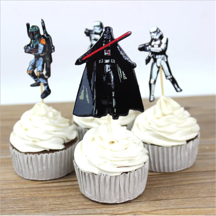24pc Set Star Wars Cake Toppers Cartoon Party Decoration Card