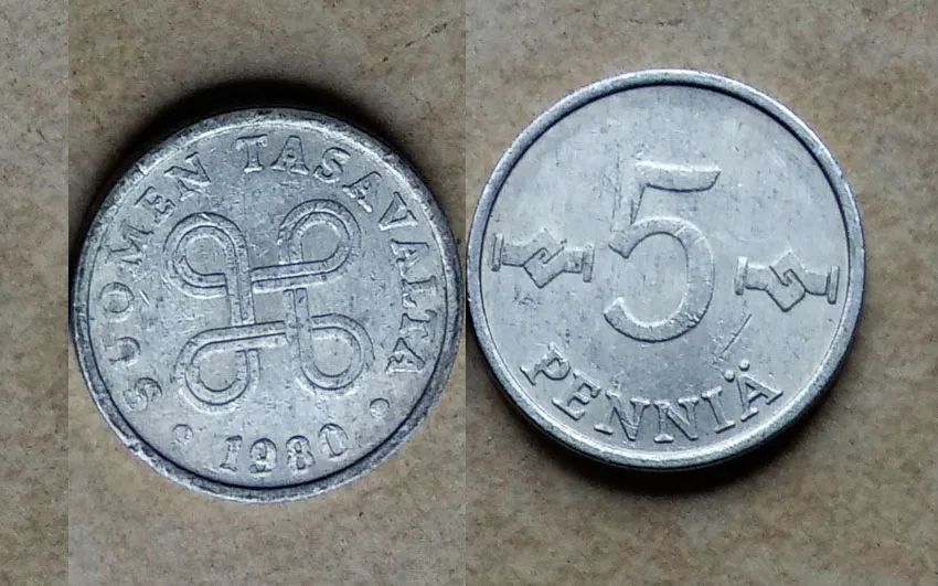 

17mm 5 Pennia Coin Of Finland Random year