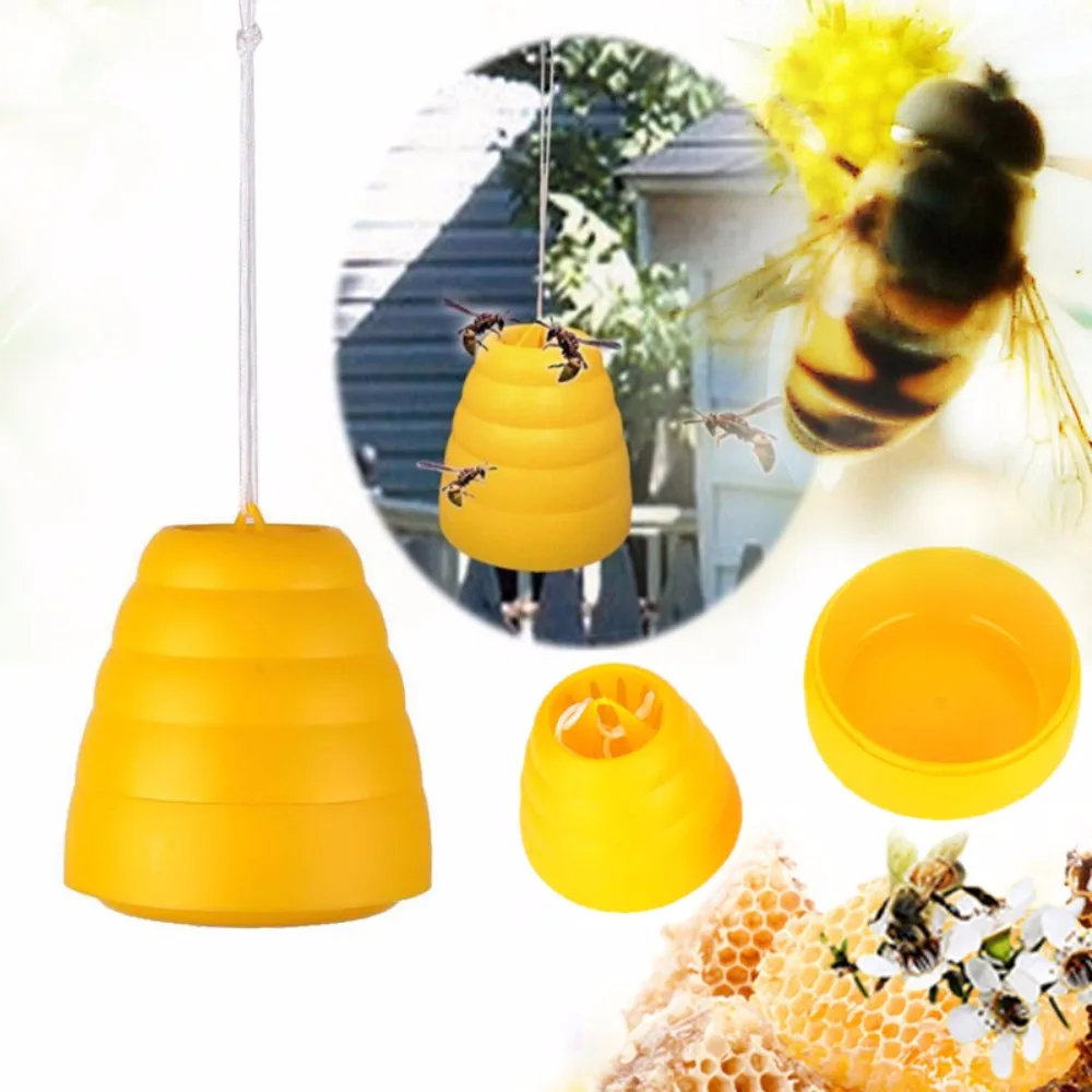 Glass Bottle Shape Hanging Poison Free Wasp Trap Catcher for Garden Party Picnic Blue