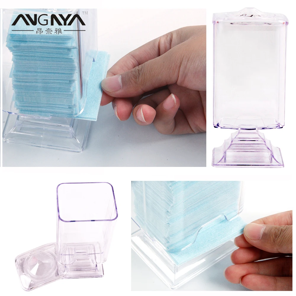 

ANGNYA 1Piece Transparent Acrylic Cotton Pads Storage Box Nail Art Remover Paper Holder