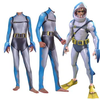 

Fortniteen Shark Cosplay Costume Clothes Cosplay Jumpsuit Costume Halloween Stage Gift Party Gift Drop Ship