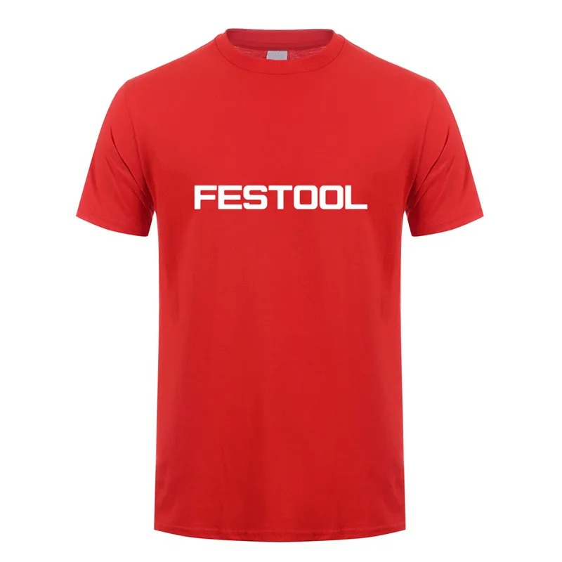 Red Festool Футболка Мужская топы Новая мода короткий рукав Festool инструменты футболка футболки мужские футболки LH-053 - Цвет: Red