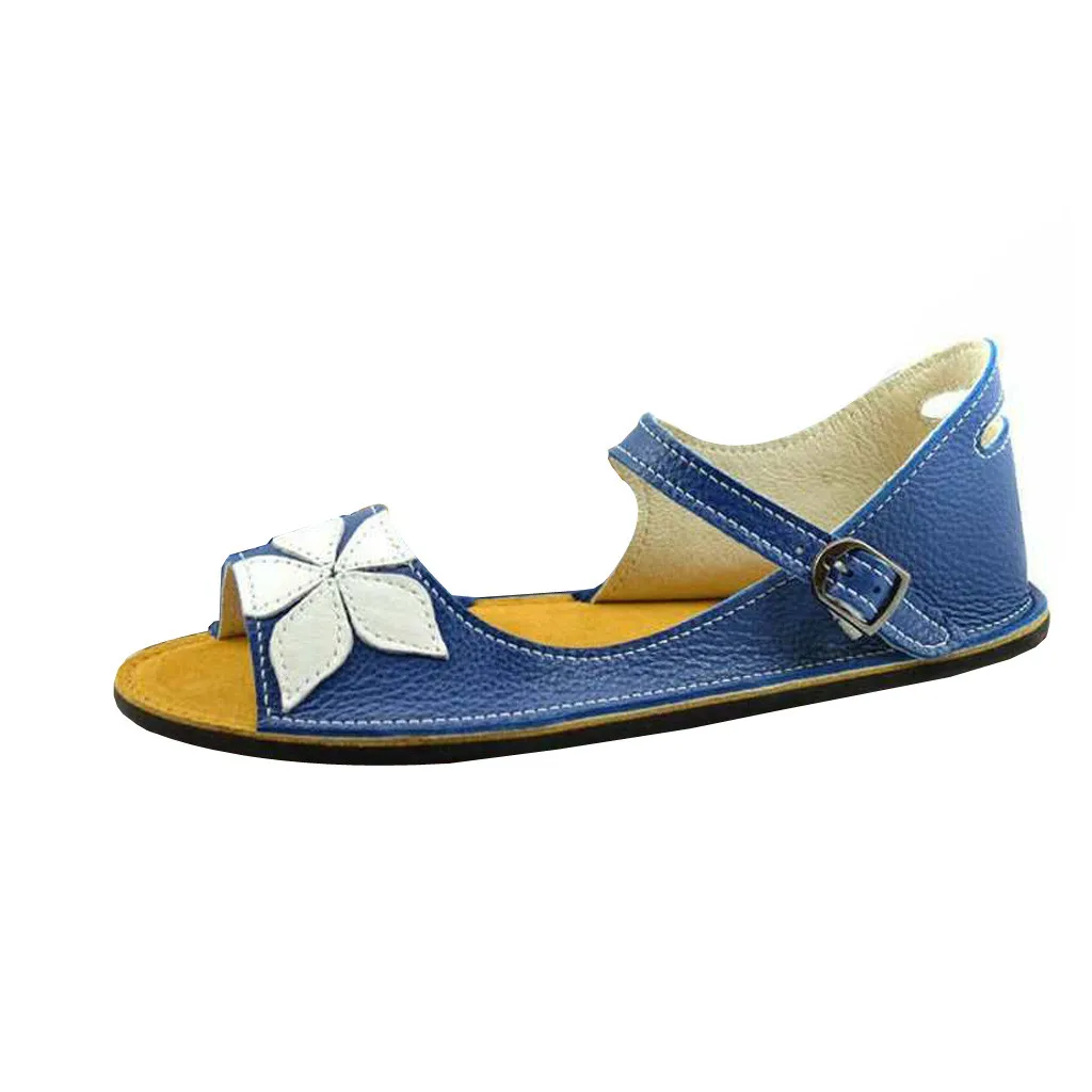 

SAGACE Ladies Sandals Leisure Women's Summer Retro Buckle-Strap Sandals Flower Sweet Student Flat Bottom Shoes 2019