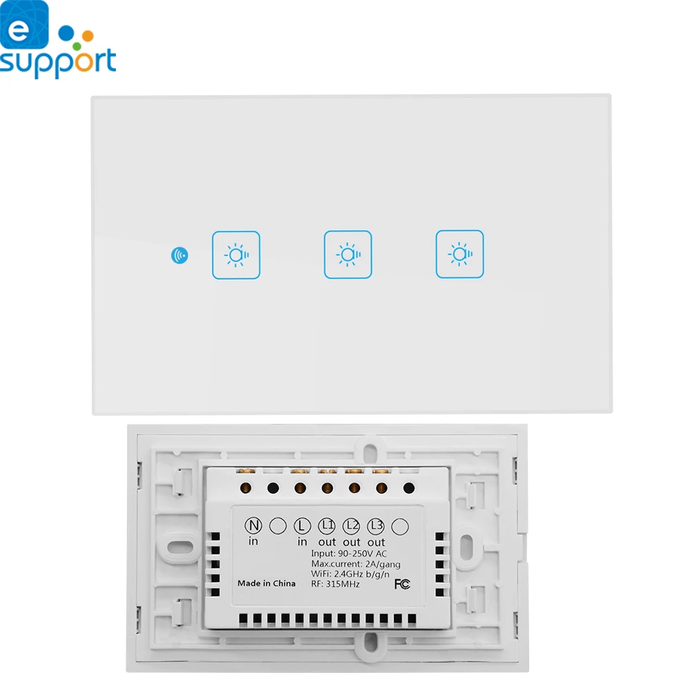 

Timethinker Ewelink Smart Wifi Light Switch Panel Wall Interruptor DIY US 1/2/3 Gang Timer Modules Work with Alexa Google Home