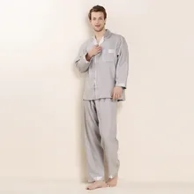 CEARPION, Мужская домашняя одежда с длинным рукавом, одноцветная, шелк, пижама, костюм, 3 цвета, на каждый день, 2 шт, рубашка и штаны, мужская повседневная мягкая Пижама