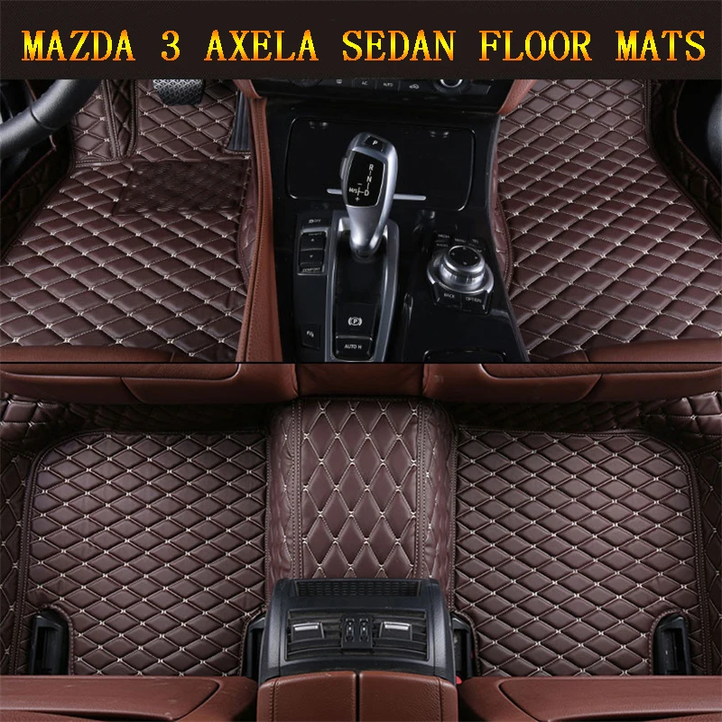 Car Floor Mats For Mazda3 Axela sedan 2013-2017 Foot Carpets pad mat Step Embroidery Leather Car Interior Mats heavy duty carpet