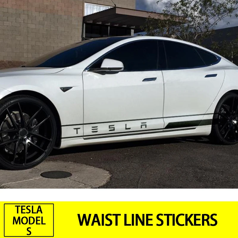 

Car Side Skirt Waist Line Words Print Stickers For Tesla Model 3 Mode S Vehicle Logo Car Body Glue Sticker Auto Car Accessories