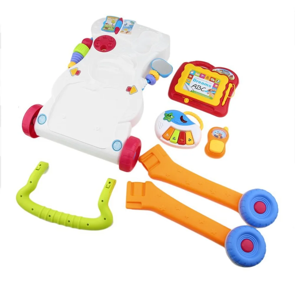 Детские Многофункциональные ходунки игрушка-тележка для ребенка Sit-to-ходунки для раннего обучения малыша с регулируемый винт