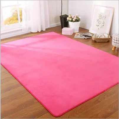Модный коврик с эффектом памяти, сплошной мат, большой коврик для спальни, коврик для кофейного столика, коврик для прихожей, гостиной, кухни - Цвет: rose red