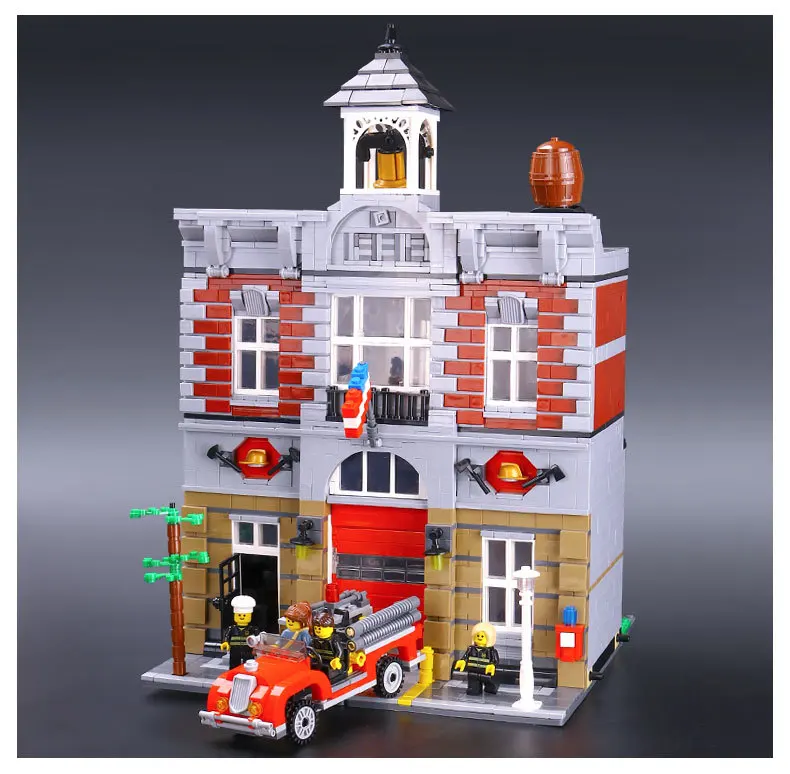 

street view 15004 modeling stacks 2313 Pcs City Street Fire Brigade Model Compatible 10197 Self-locking Bricks brick town