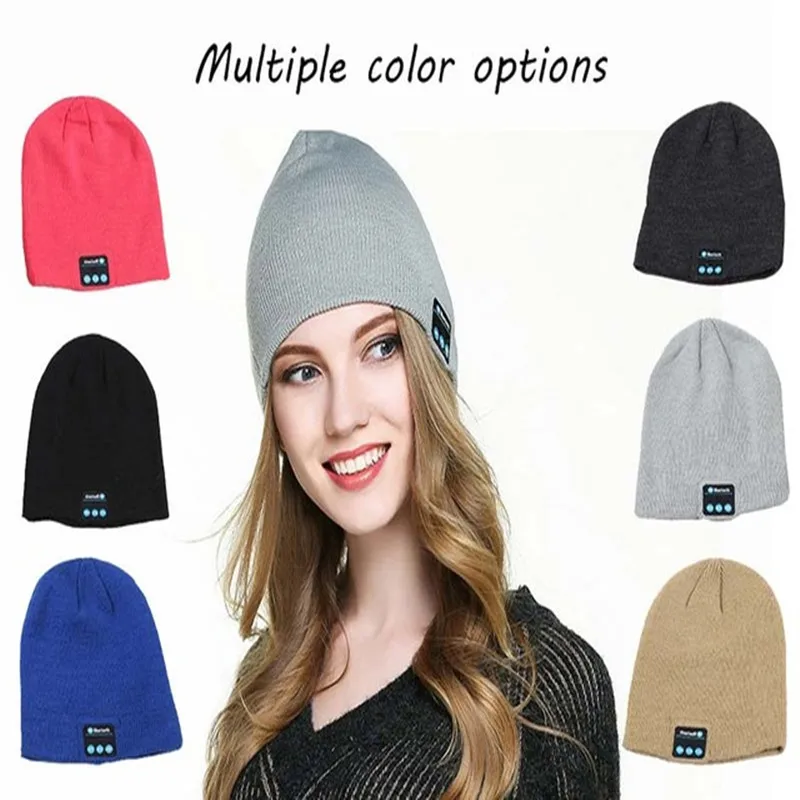Беспроводная гарнитура Smart cap Bluetooth мягкая теплая шапка наушники спикер Mic зимняя
