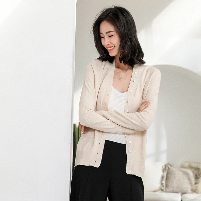 Knitted Cardigan Women  Long Sleeve V-Neck Women's Sweater Cardigan Female Single Button 2019 Spring Autumn Women Knitted 