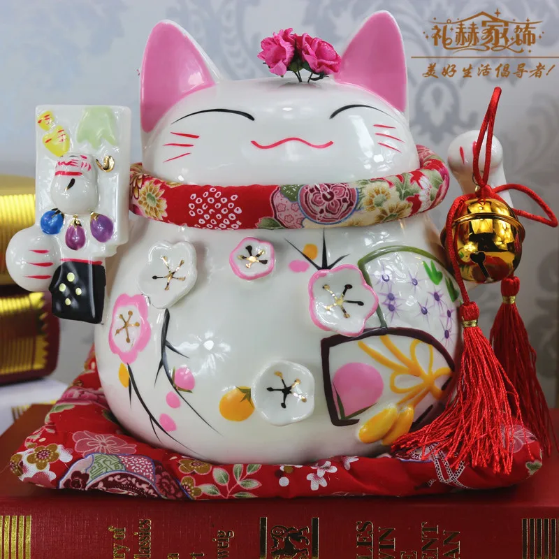 Lucky lucky cat украшения 8 Дюймов Керамический Lucky Cat копилка дети Год подарок