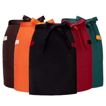 

Double-sided Pocket Adjustable Half Apron Unisex Kitchen Cooking Anti-fouling Coffee Shop Baking Barber Shop Uniform Pinafore
