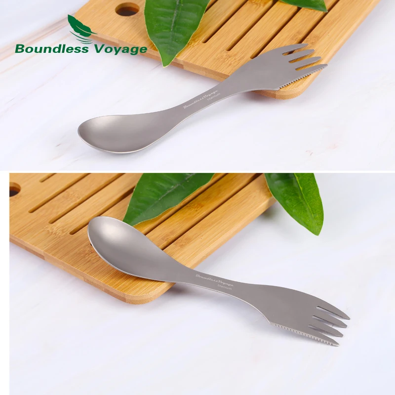 Boundless Voyage Titanium 3 en 1 cuchara tenedor cuchillo que acampa al aire libre viajes multifuncional utensilios ultraligero picnic Spork Ti1515B Boundless Voyage Titanium 3 en 1 cuchara tenedor cuchillo que acampa al aire libre viajes multifuncional utensilios ultraligero picnic Spork Ti1515B