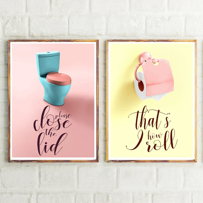 Funny Bathroom Prints Artwork for Toilet Washroom Décor Posters Frames