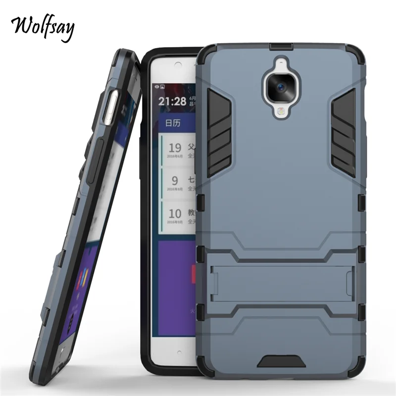 

Case For Oneplus 3 Cover A3000 Slim Robot Armor Stand Shockproof Hybrid Rugged Rubber Hard back Case For Oneplus3 One plus 3