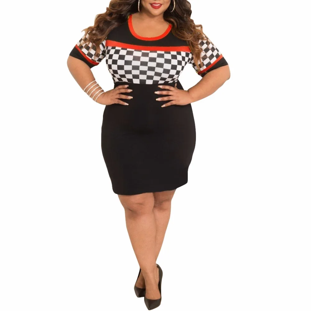 checkerboard bodycon dress
