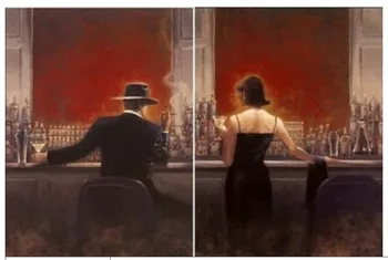 

100% Handicrafts oil painting Pop Art the cigar bar Men and women 24x36(inchs)