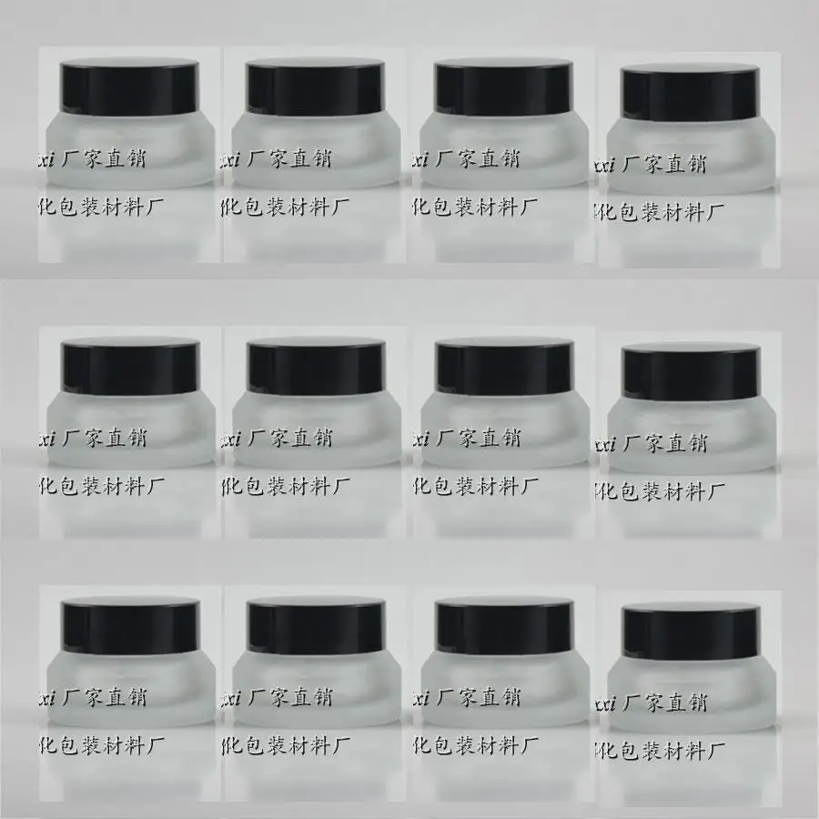 

15g clear frosted glass cream jar with black plastic lid, 15g cosmetic jar,packing for sample/eye cream,15g mini glass bottle