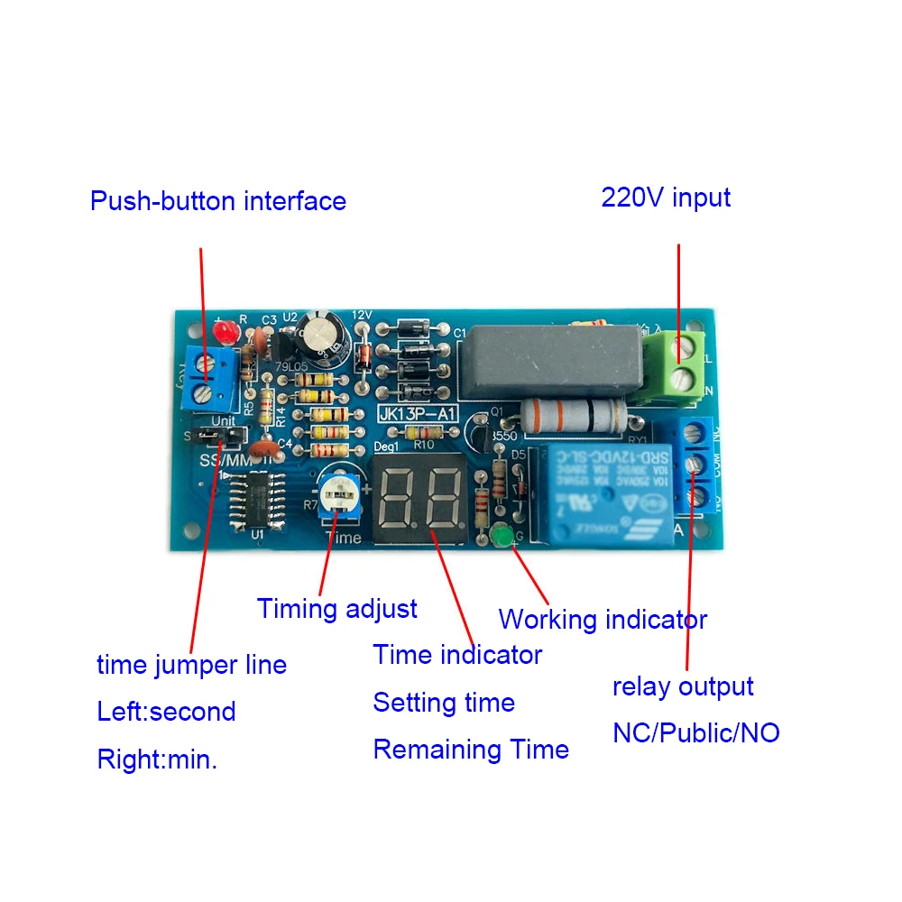 

AC 220V LED Display Delay Timing Time Switch Turn OFF Relay Module Trigger