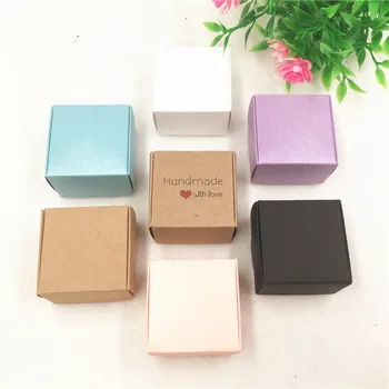 

50Pcs/Lot 6.5*6.5*3cm Multiple Styles Colors Candy Boxes Romantic Kraft Gift Bags Chic Wedding Festival Party Favors Gift Boxes