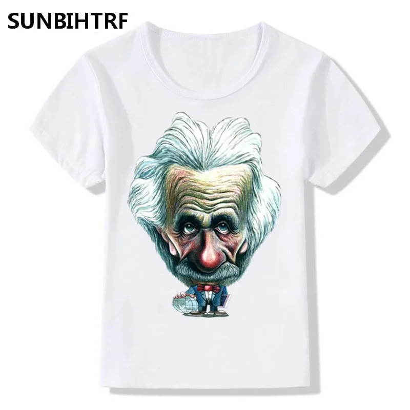 

2018 Children Cartoon Einstein Print Funny T-Shirts Kids Summer Top Big Girls Boys Short Sleeve Clothes Casual Baby T shirt