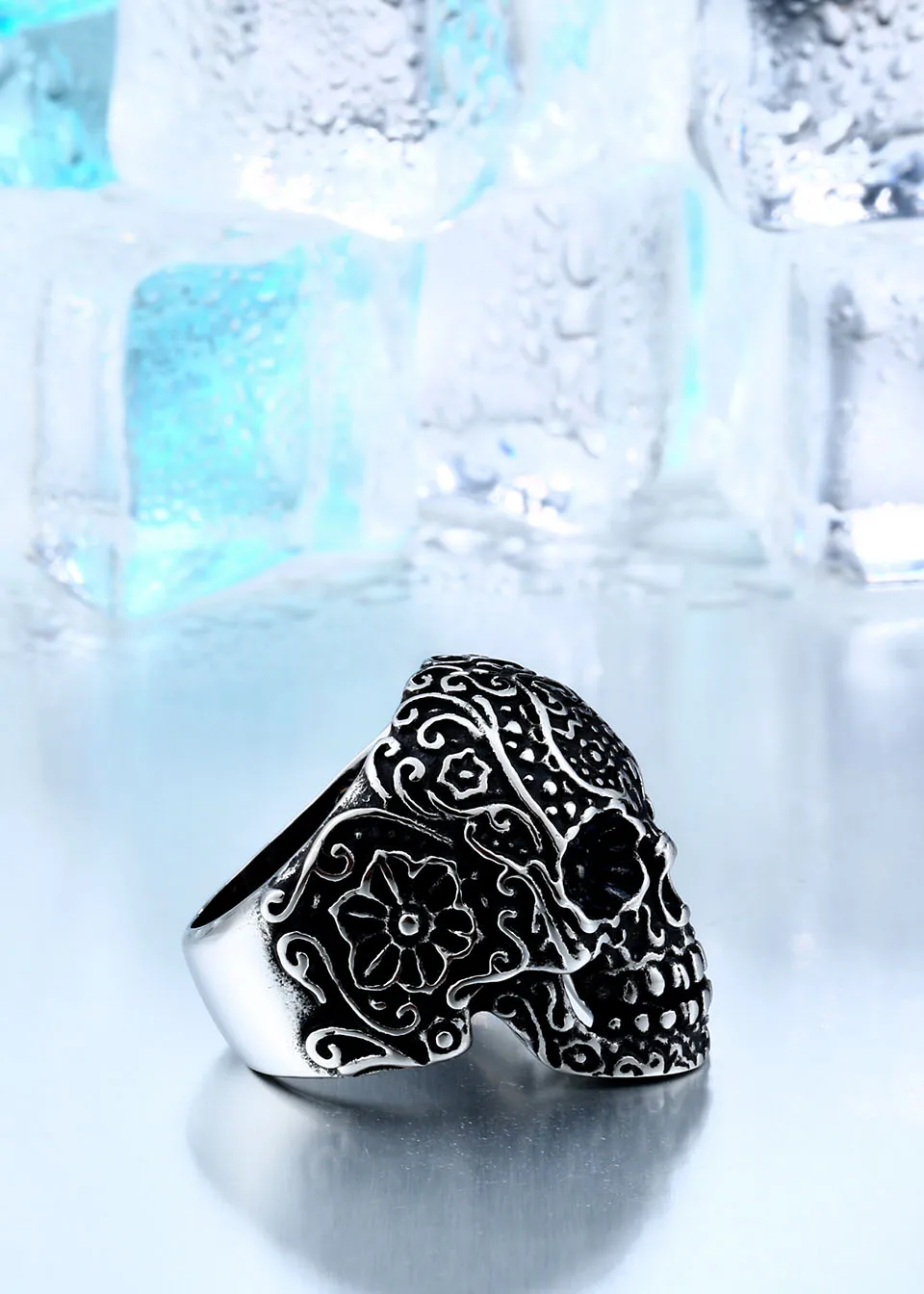 Торговля BEIER классический сад цветок череп кольцо для мужчин Нержавеющая сталь Мужская в стиле панк ювелирные изделия BR8-071 нам Размеры