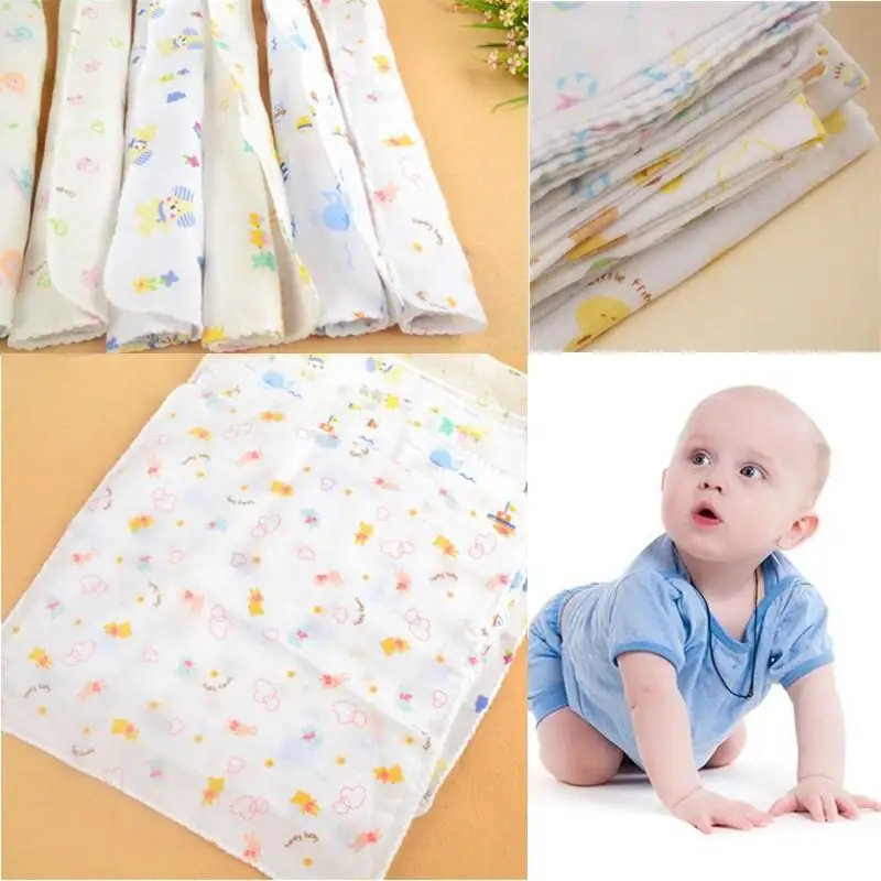 

1Pcs Baby NewBorn Boys Girls Gauze Muslin Square Cotton Feeding Bath Facecloth Wash Cloths Bibs Towel 31*31