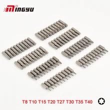 10 шт. S2 легированная сталь 25 мм длинный набор отверток Torx 1/" шестигранный хвостовик T8 T10 T15 T20 T27 T30 T35 T40 Биты отвертки