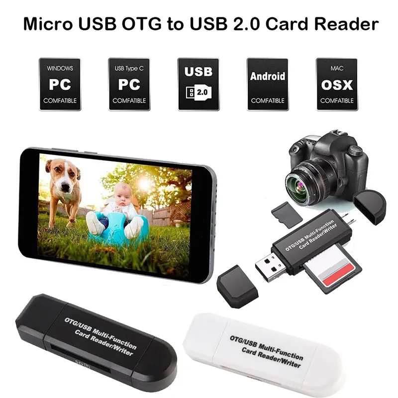 Адаптер Micro USB OTG к USB 2,0 SD Card Reader для Android телефон планшетный ПК США