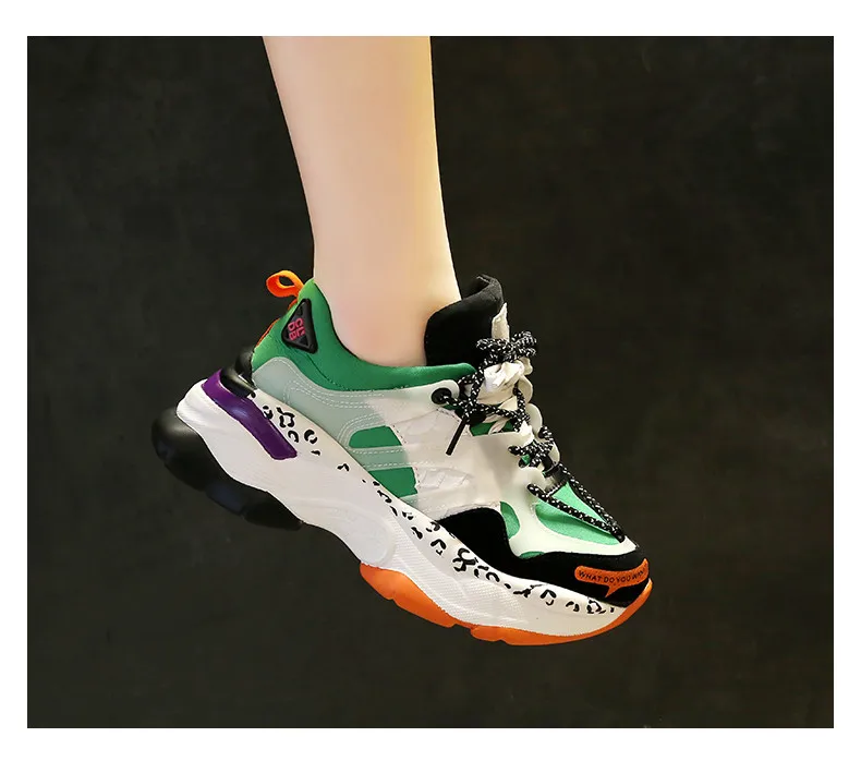 Осенняя женская обувь для бега, 5 см, увеличивающая рост, на платформе, не сужающийся книзу массивные кроссовки с перекрестной шнуровкой, камуфляжная зимняя женская обувь