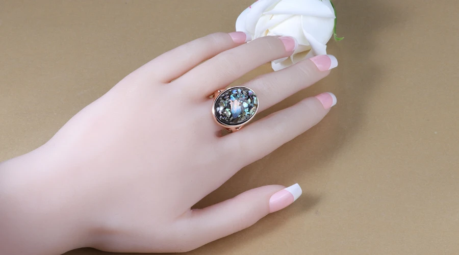 Kinel роскошное красочное кольцо ракушки для женщин ослепительный искусственный Коралл аксессуары винтажные овальные большие кольца из розового золота Новинка