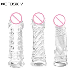 Zerosky силиконовый Спайк пенис рукав многоразовые Шипованный презерватив пенис кольцо расширение петух кольцо секс-игрушки для мужчин