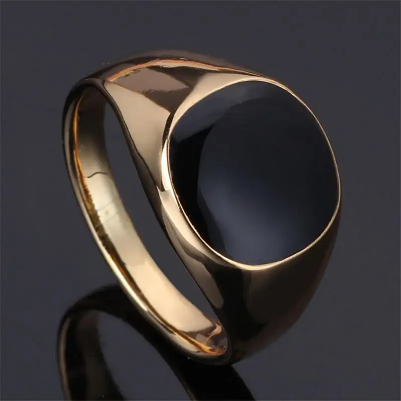 Latest Design Men's Jewelry Black Enamel Men Fashion Ring With CZ Size