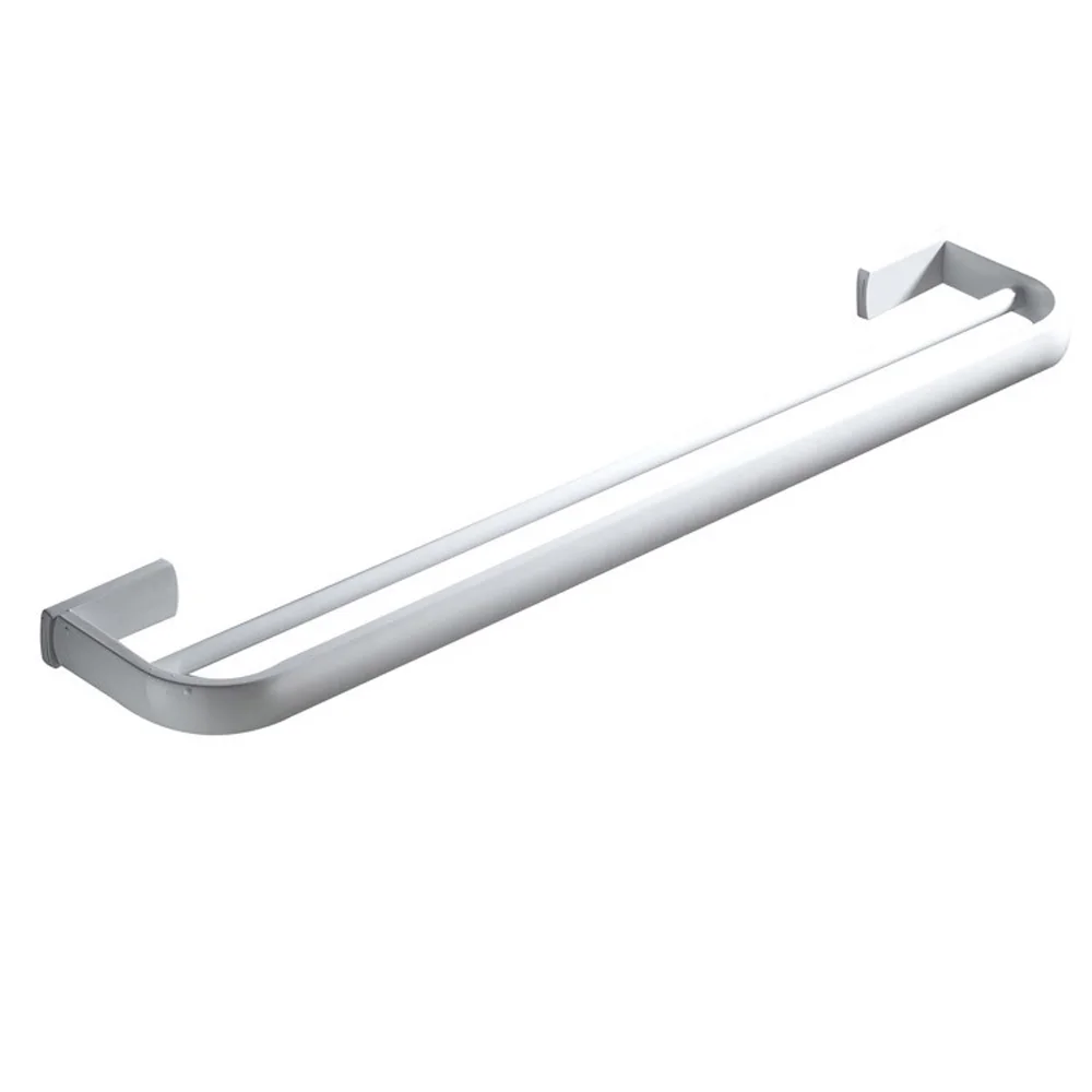 Leyden Whitened Solid Brass Wall Mounted Double Towel Bars Durable Towel Holders Bathroom Accessories Towel Rail Hangers