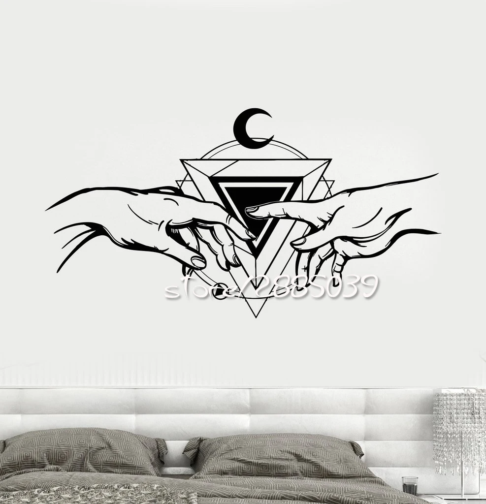 

Creation Of Adam Triangle Mason Wall Stickers Artistic Design Home Decor Sticker Removable Nontoxic PVC Wall Tattoo SA928