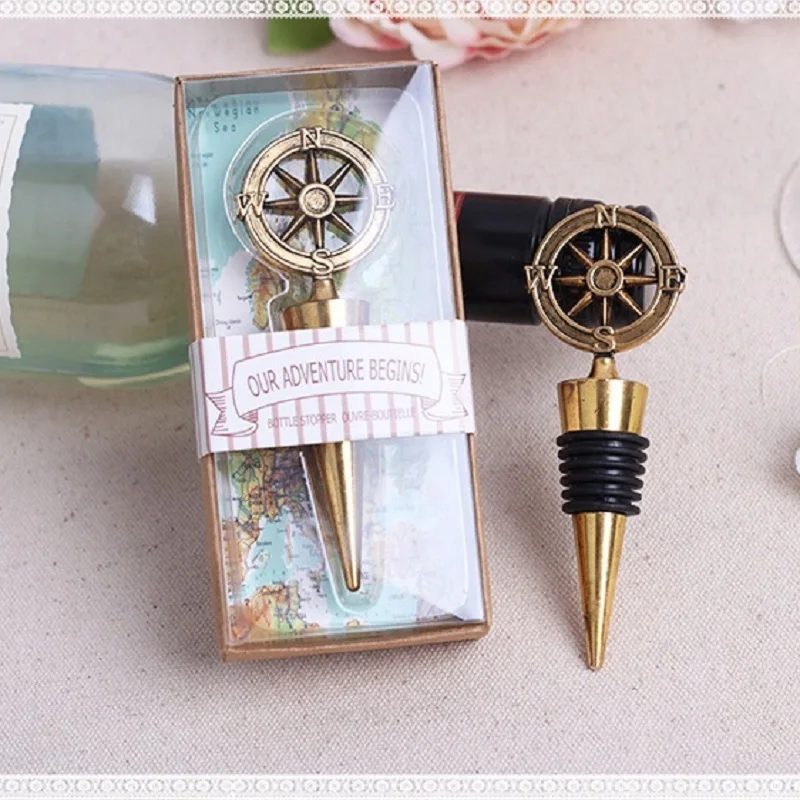 50 Pcs Theme De Plage Boussole Vin Bouchon Faveurs Fete Champagne