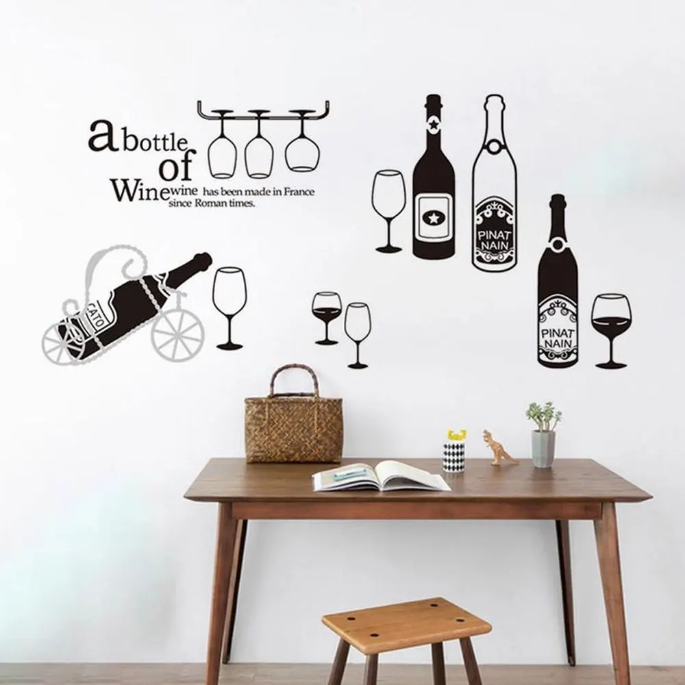 Goede Wijn Fles Muurstickers Verwijderbare Muur Decor Decoratieve Schilderen Leveringen Muur Behandelingen Stickers voor Kinderen Woonkamer Slaapkamer