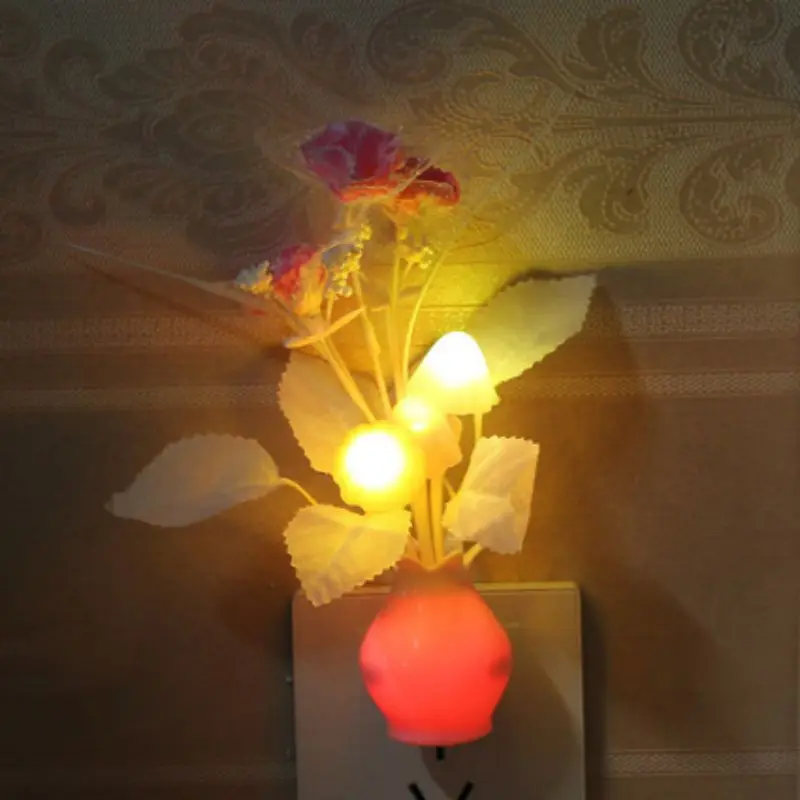 Светодиодный грибы цветы растения красочный ночной Светильник стандарт США штекер лампа новинка настенный светильник s лампа для украшения спальни