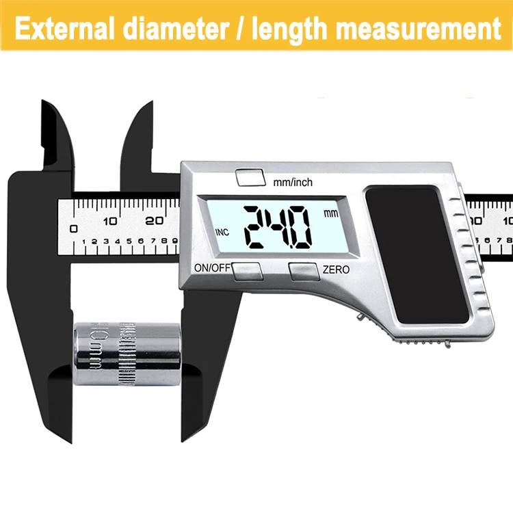 0-150 мм Цифровой штангенциркуль из углеродного волокна питание от солнечной энергии