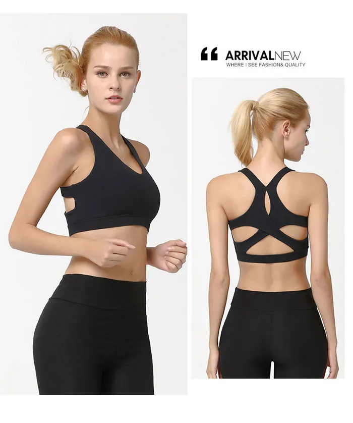 

Women Yoga Padded Sport Shirt Women Shockproof Sports Bras Breathable Athletic For Fitness Running Vest Tops Gym Shirt