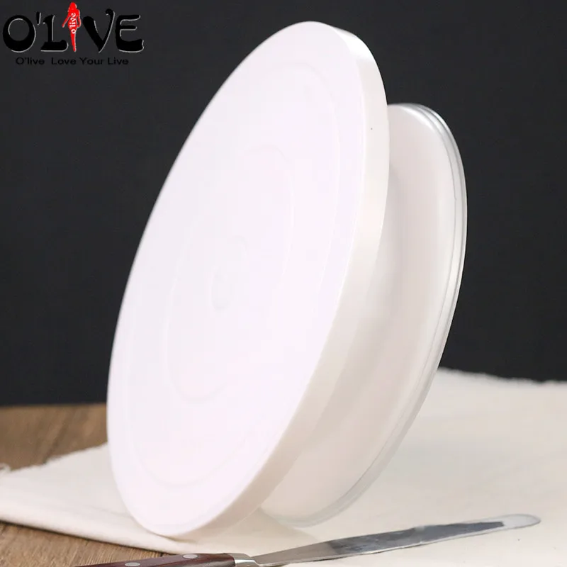  28 CM Plastic Cake Decorating Table Anti-skid Cake Turntable Rotating Cake Stand Decoration Swivel 